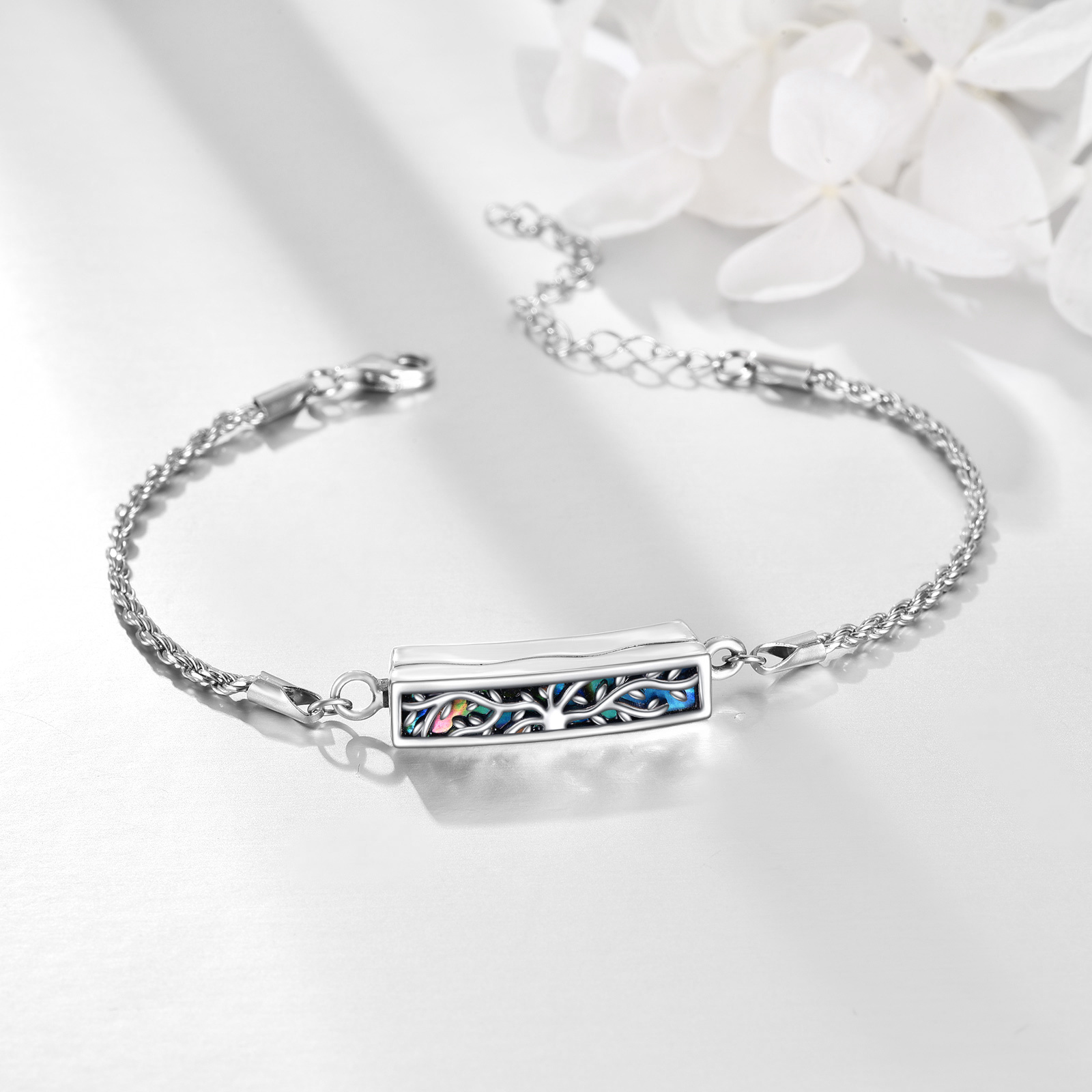 Women's 925 Sterling Silver Tree of Life Cremation Urn Bracelet
